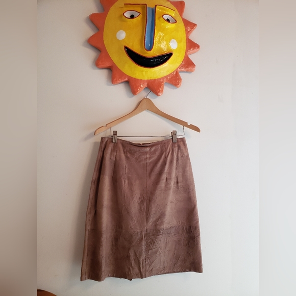 Winlit distressed soft brown lined leather skirt size 7/8 - Picture 2 of 8